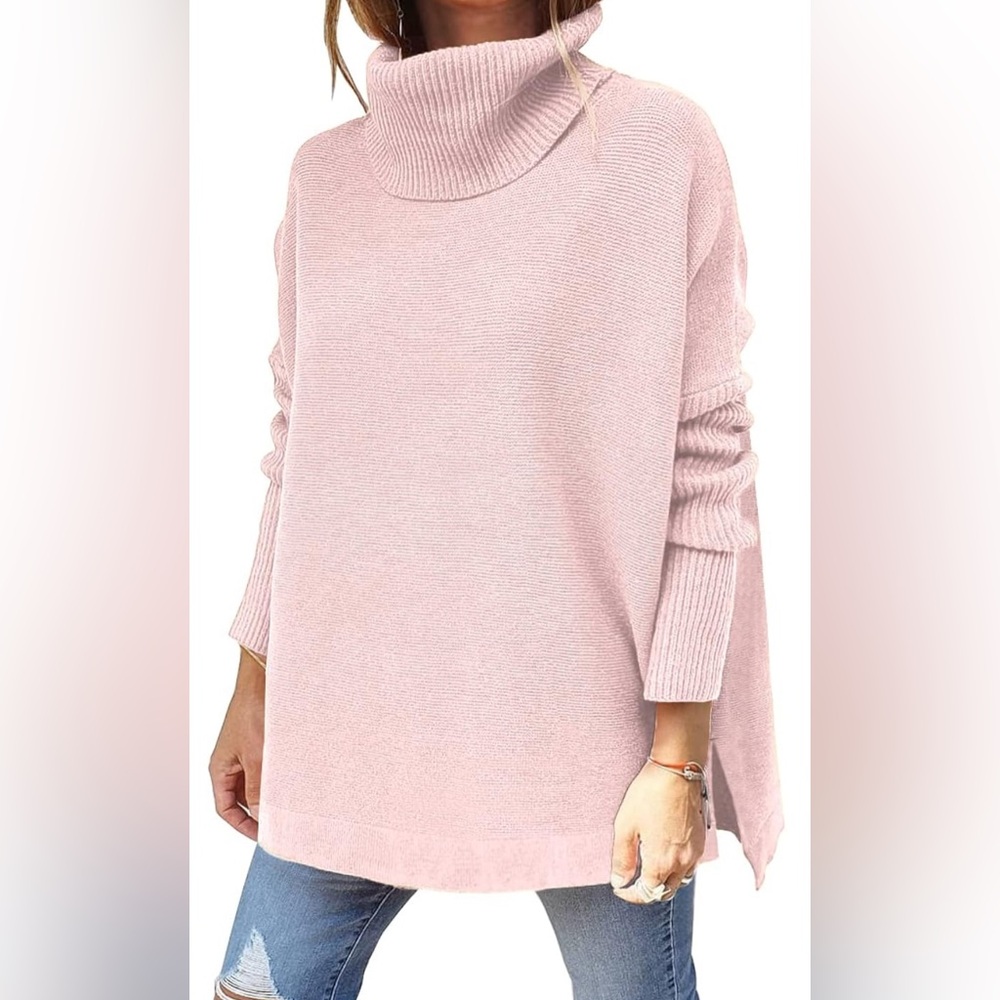 Women’s Turtleneck Oversized Sweater Tunic Pullover Knit Long Batwing Sleeve